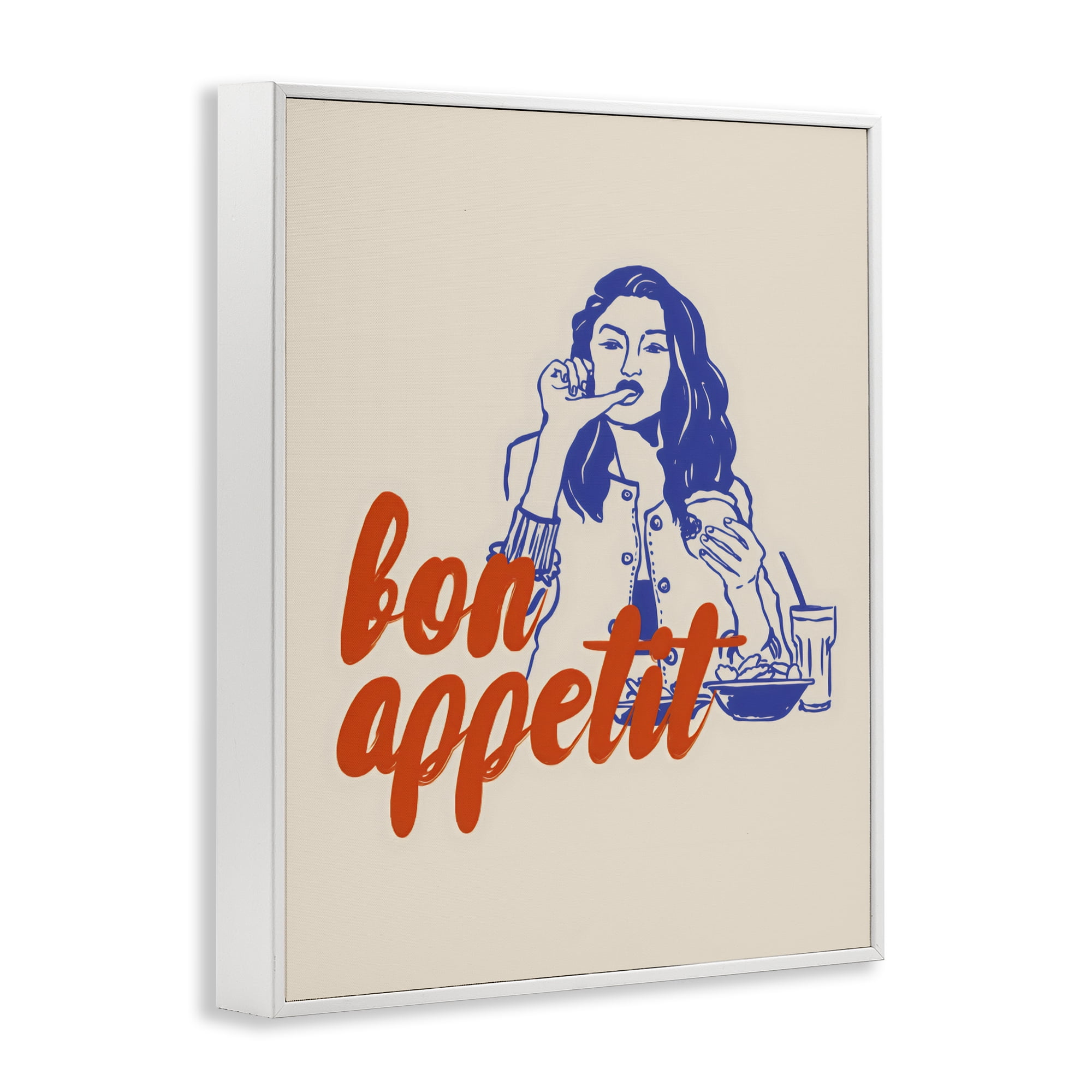 Stupell Industries Bon Appetit Woman Enjoying Meal White Framed Giclee Art, design by The Prints Vibe
