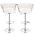 thumbnail image 6 of MIERES Backrest Hollow Bar Chair Set of 2, Adjustable Height Swivel Pub Chairs with Woven Back, Counter Height Dining Chairs with Footrest, 360° Rotating Kitchen Island Stools for Home & Bar, White, 6 of 10