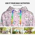 thumbnail image 4 of Picia Llama Unicorn and Rainbow Pattern Casual Women's Hoodie, Hooded Sweatshirt with Kangaroo Pocket, Comfortable Pullover with Eye-catching Drawstrings-X-Large, 4 of 7