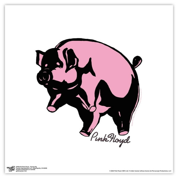 Gallery Pops Pink Floyd - Flying Pig Wall Art, Unframed Version, 12" x 12"