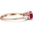 thumbnail image 6 of Three Stone Ring Kite Shape Ruby Cubic Zirconia Rose Tone 925 Sterling Silver, Size 5, 6 of 7