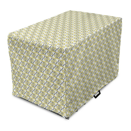 Yellow and White Dog Crate Cover Futuristic of Hexagon Shapes on a Plain Background Easy to Use Pet Kennel Cover Small Dogs Puppies Kittens 7 Sizes Earth Yellow Dimgray by Ambesonne