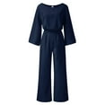 thumbnail image 6 of MSJUHEG Jumpsuits For Women One Piece Jumpsuits For Women Women Long Sleeve Playsuit Clubwear Straight Leg Jumpsuit With Belt Womens Jumpsuit Blue 2Xl, 6 of 9