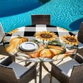 thumbnail image 6 of Orange Pumpkin Fall Round Tablecloth, Fitted Table Cover with Elastic for 45"-54" Round Tables, Thanksgiving Sunflower Black Checked Table Cloth Outdoor Indoor Dinning Party Waterproof Tablecloths, 6 of 7