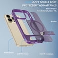 thumbnail image 5 of For iPhone 12 Pro / 12 6.1" Magnetic Phone Case,Compatible with Mag-Safe,Built-in Retractable Kickstand,Military Grade Shockproof Anti-Scratch Ultra Slim Skin Feel Translucent Phone Case,Darkpurple, 5 of 7