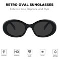 thumbnail image 2 of Gafas de sol mosanana Oval Retro Trendy para mujer negras MS52371, 2 of 3