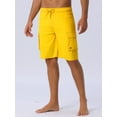 thumbnail image 2 of DARING DIVA Men's Solid Color Side Pockets Lining Summer Board Shorts 30 Yellow, 2 of 6