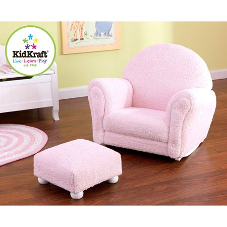KidKraft - Chenille Rocker and Ottoman, Pink
