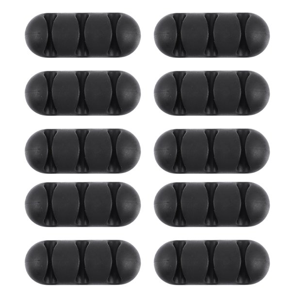 Organizador de cables de escritorio autoadhesivo TPR de 3 ranuras, 10 unidades