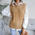 thumbnail image 5 of KDFJPTH Cardigan Sweaters for Women Sleeveless Sweater Vests Sweater Solid Print Khaki L, 5 of 7