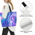 thumbnail image 3 of Pofeuu Swirl Blue And Purple Print Reusable Grocery Bags - Washable, Foldable, Packable Tote, Large Handles, Heavy Duty, Zippered Top Pouch, 3 of 8