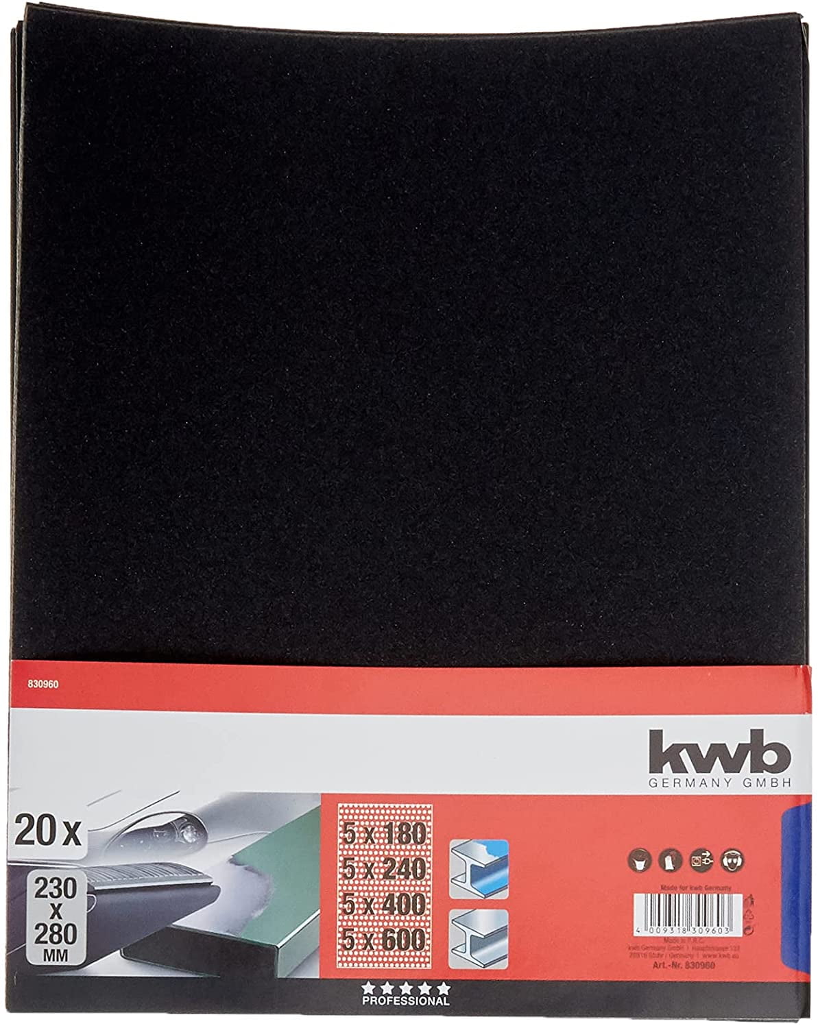 Sandpaper Set 20 Pcs. 230Mm X 280Mm, Car Paint Sandpaper, Dusted