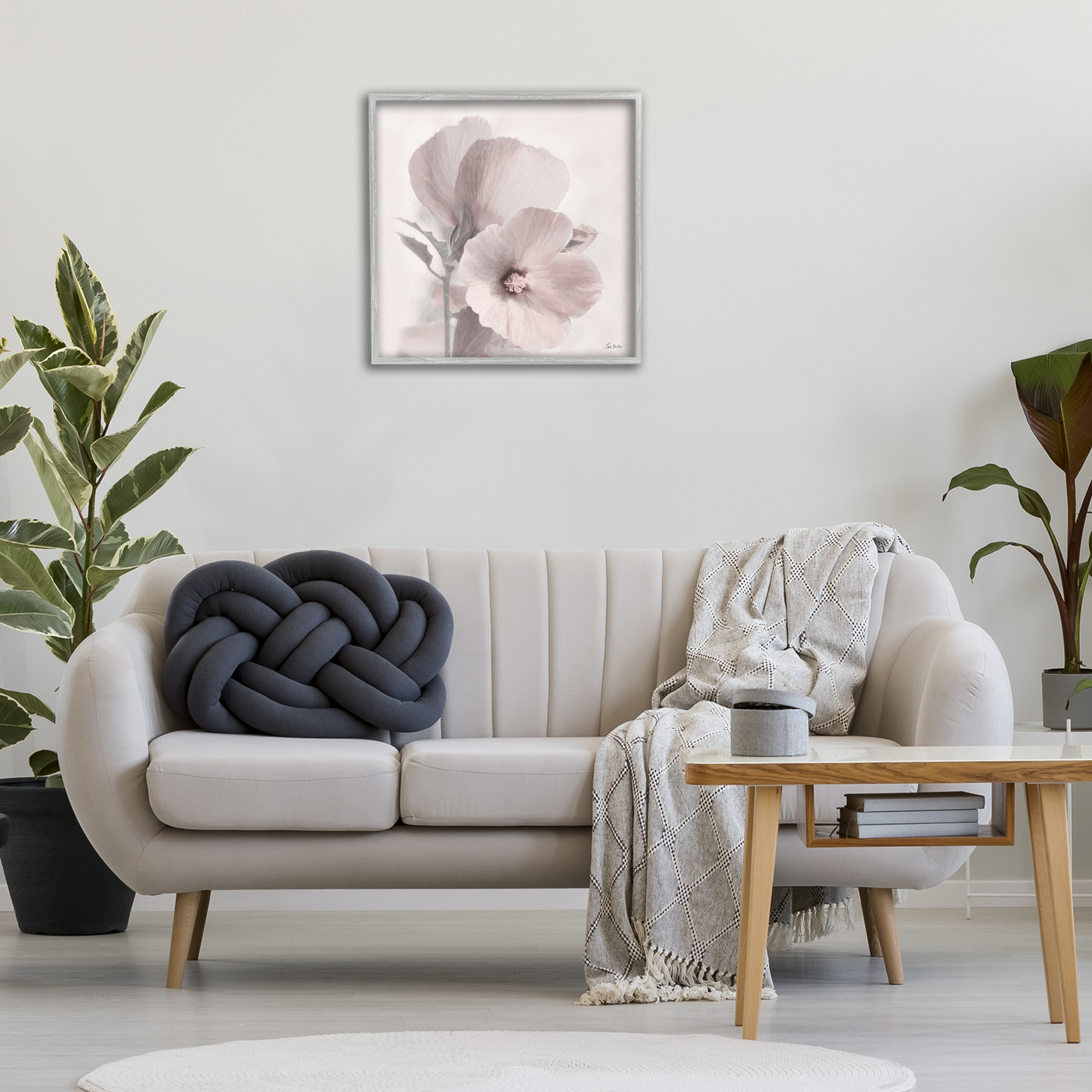Stupell Industries Vintage Apple Blossom Botanical & Floral Painting Gray Framed Art Print Wall Art, 24 x 24