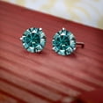 thumbnail image 5 of Gem Stone King 18K White Gold Stud Earrings for Women Men Blue Round Moissanite 1.00cttw, 5 of 5