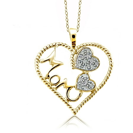 JewelersClub 1/7 Carat T.W. White Diamond Gold over Silver Mother Heart Pendant
