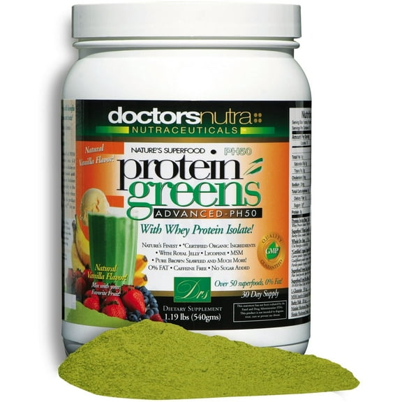 Doctors Nutra Natural Vanilla Protein Greens Drink with Over 50 Organic Superfoods, 1.19 Pounds (30 Servings))