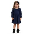 thumbnail image 5 of Wonder Nation Toddler Girls Puckered Bow Dress with Long Sleeves, Sizes 12M-5T, 5 of 15