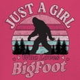 thumbnail image 3 of Just a Girl Who Loves Bigfoot T-Shirt Sasquatch Fan Cryptid Cute Gift Vintage Sunset Wildlife Camping Women's Tee, 3 of 7