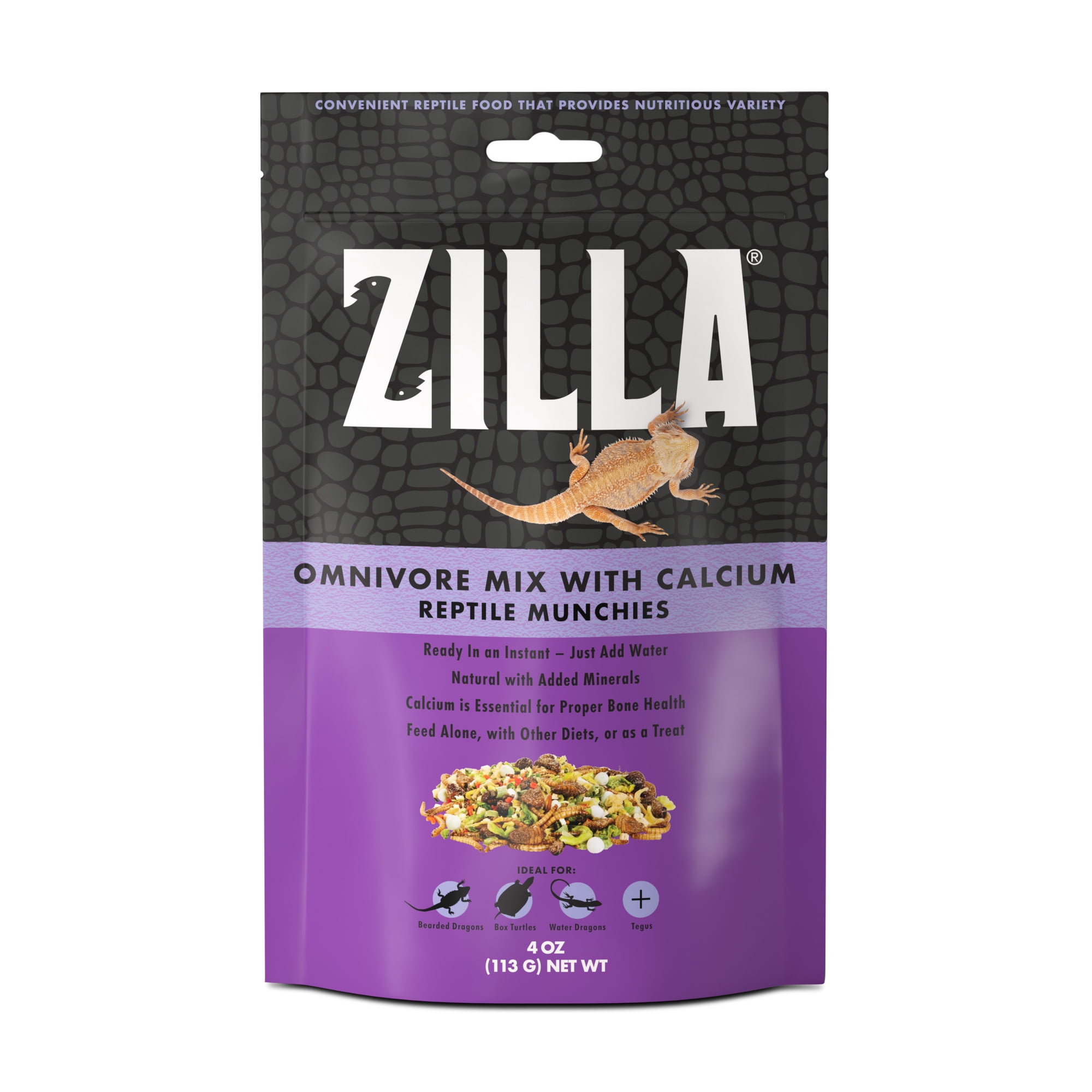 Zilla Reptile Munchies, Omnivore Mix with Calcium 4 Ounces