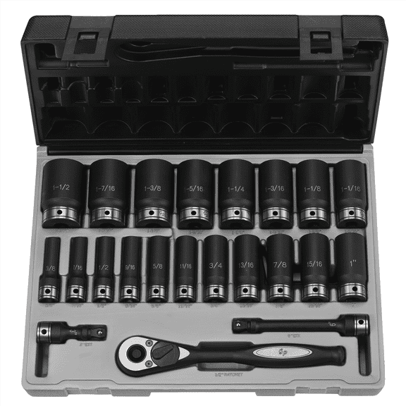 Grey Pneumatic 82622D 1/2" Dr. 22pc Fractional Deep Duo-Socket Set - 6 Pt