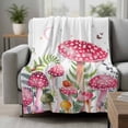 thumbnail image 2 of Mushroom Blanket Soft Cozy Warm Throw Blanket for Couch, Plush Fuzzy Flannel Fleece Blankets for Sofa, Pink Butterfly Rustic Botanical Leaf Bed Blankets Lightweight Gifts for Women, 50"x60", 2 of 9