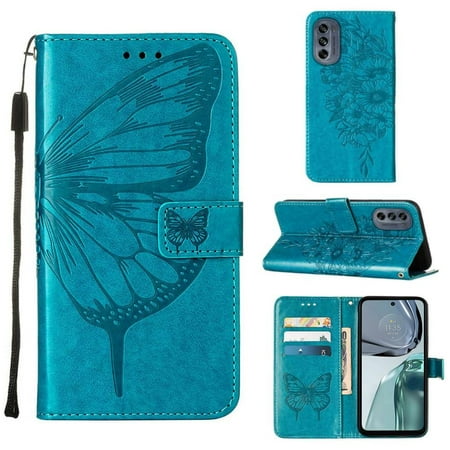 

Case for Motorola MOTO G62 5G Embossing Butterfly Flip Cover Premium Leather Magnetic