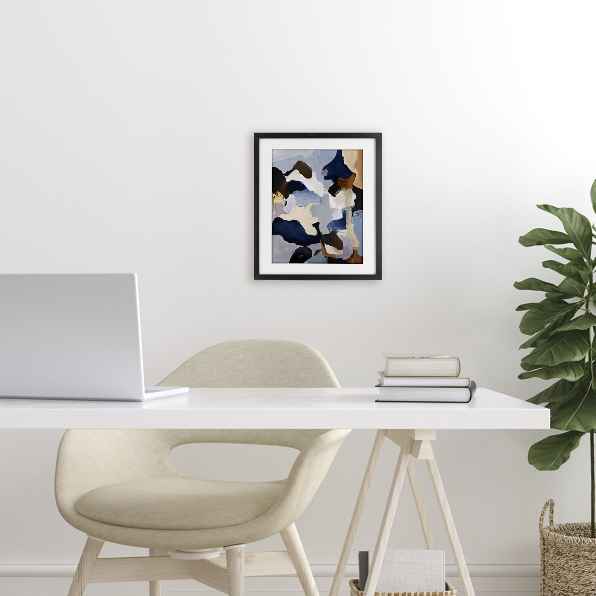 Cool Tones Composition Black Framed Print Under Glass, design by Design Fabrikken