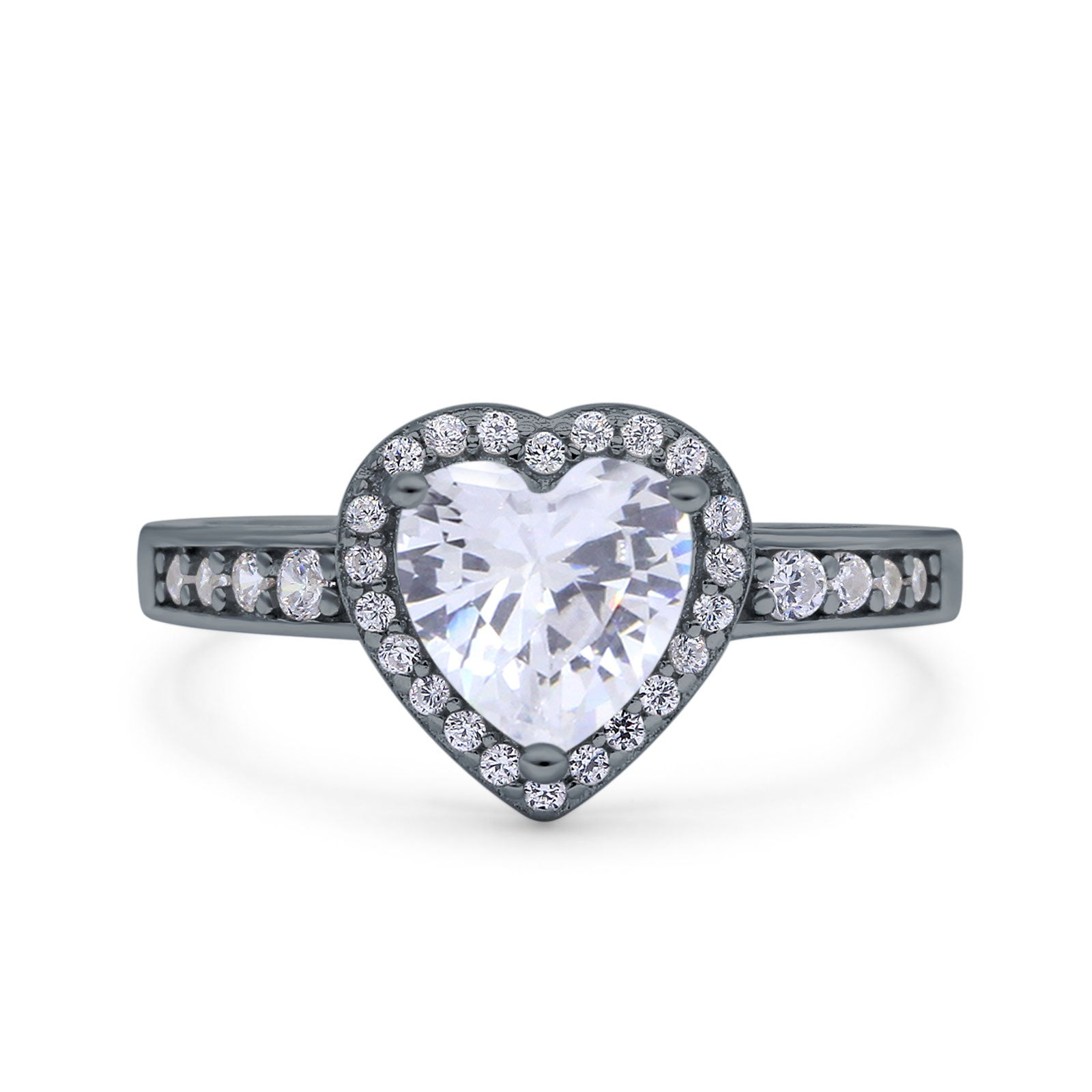 Simulated Cubic Zirconia Size-5 Heart Promise Ring Halo Heart Round 925 Sterling  Silver - Walmart.com