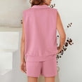 thumbnail image 5 of Short Sets for Women Sleeveless V Neck Collared Tank Top and Shorts 2 Piece Matching Set Tracksuit Loungewear, 5 of 6