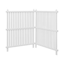 KFFKFF 2 Panels Outdoor Privacy Screen, 36 x 45 in Fence with 19.7 in Ground Stakes, Pool Equipment Cover, Vinyl Privacy Fence for Trash Cans and A/C Units, White