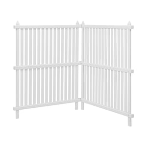KFFKFF Vinyl Privacy Screen Fence, 2 Panels with Ground Stakes, White