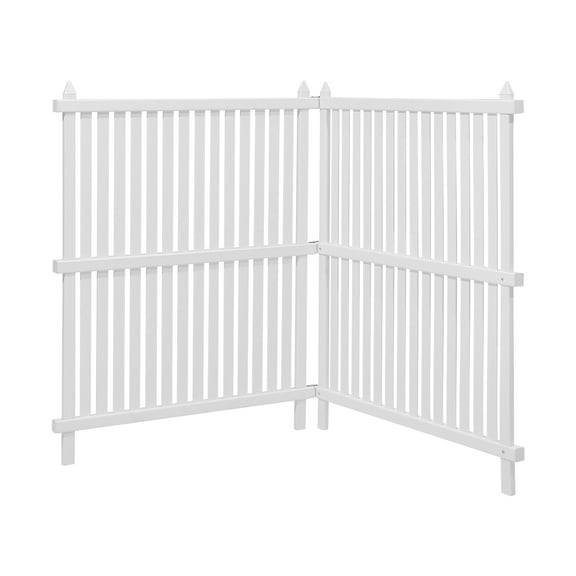 KFFKFF 2 Panels Outdoor Privacy Screen, 36 x 45 in Fence with 19.7 in Ground Stakes, Pool Equipment Cover, Vinyl Privacy Fence for Trash Cans and A/C Units, White