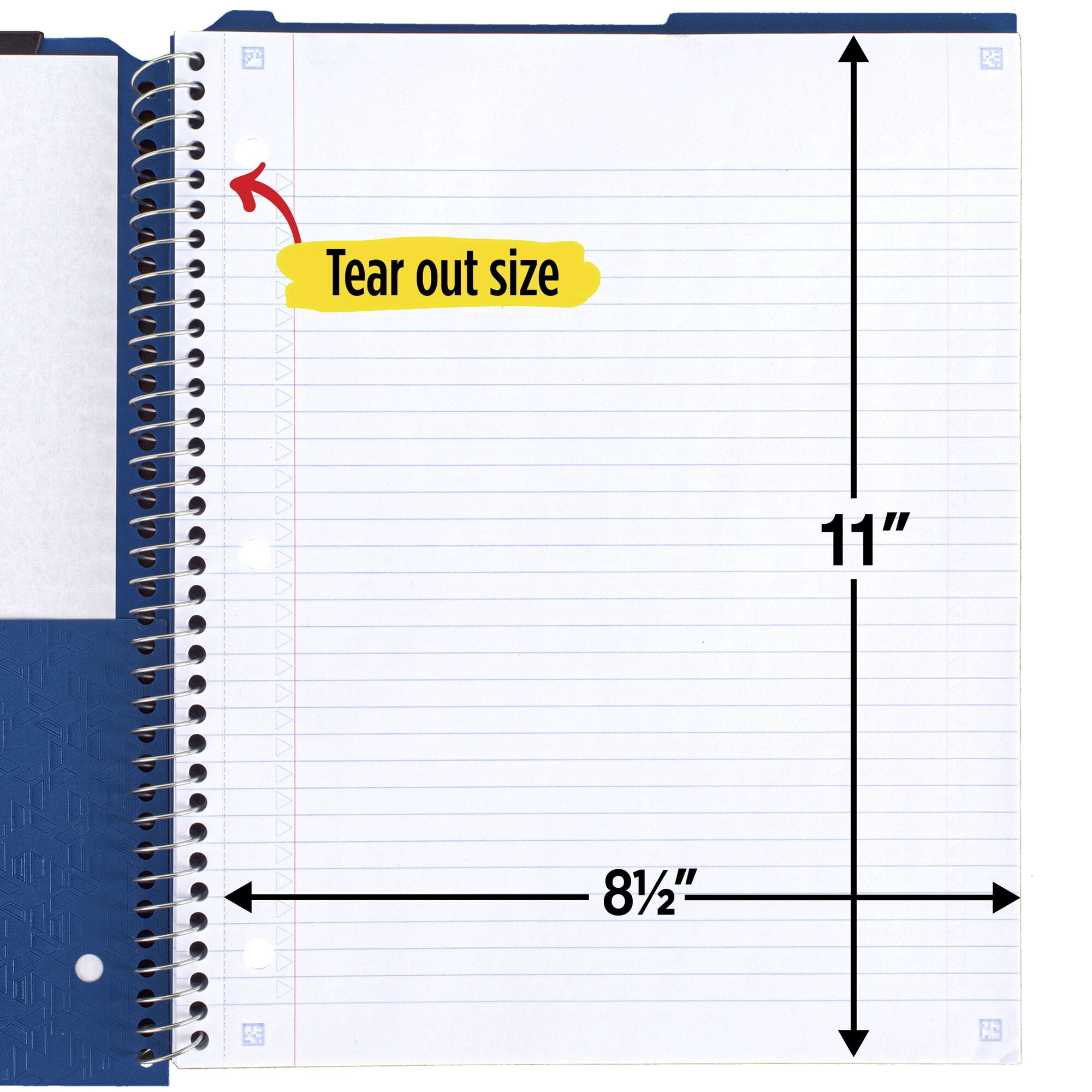 Five Star® Clip 'N Store Wire-Bound Notebook, 8-1/2" x 11", 1-Subject, College Ruled, 100 Sheets, Pacific Blue
