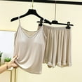 thumbnail image 2 of Conjunto de pijama de verano para mujer de 2 piezas: cuello cuadrado, manga corta, poliéster suave, ropa para dormir y estar por casa., 2 of 6