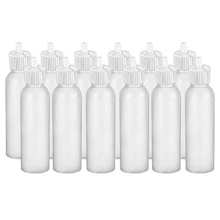 MoYo Natural Labs 2 oz Squirt Bottles, Squeezable Empty Travel Containers, BPA Free HDPE Plastic for Essential Oils and Liquids, Toiletry/Cosmetic Bottles (Pack of 12, Translucent White)