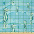 thumbnail image 2 of Ambesonne Aqua Fabric by the Yard Microfiber, Sea Horse and Starfishes, 2 Yards, Pale Blue Teal Eggshell, 2 of 2