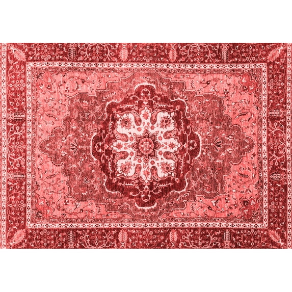 Ahgly Company Machine Washable Indoor Rectangle Abstract Red Modern Area Rugs, 4' x 6'