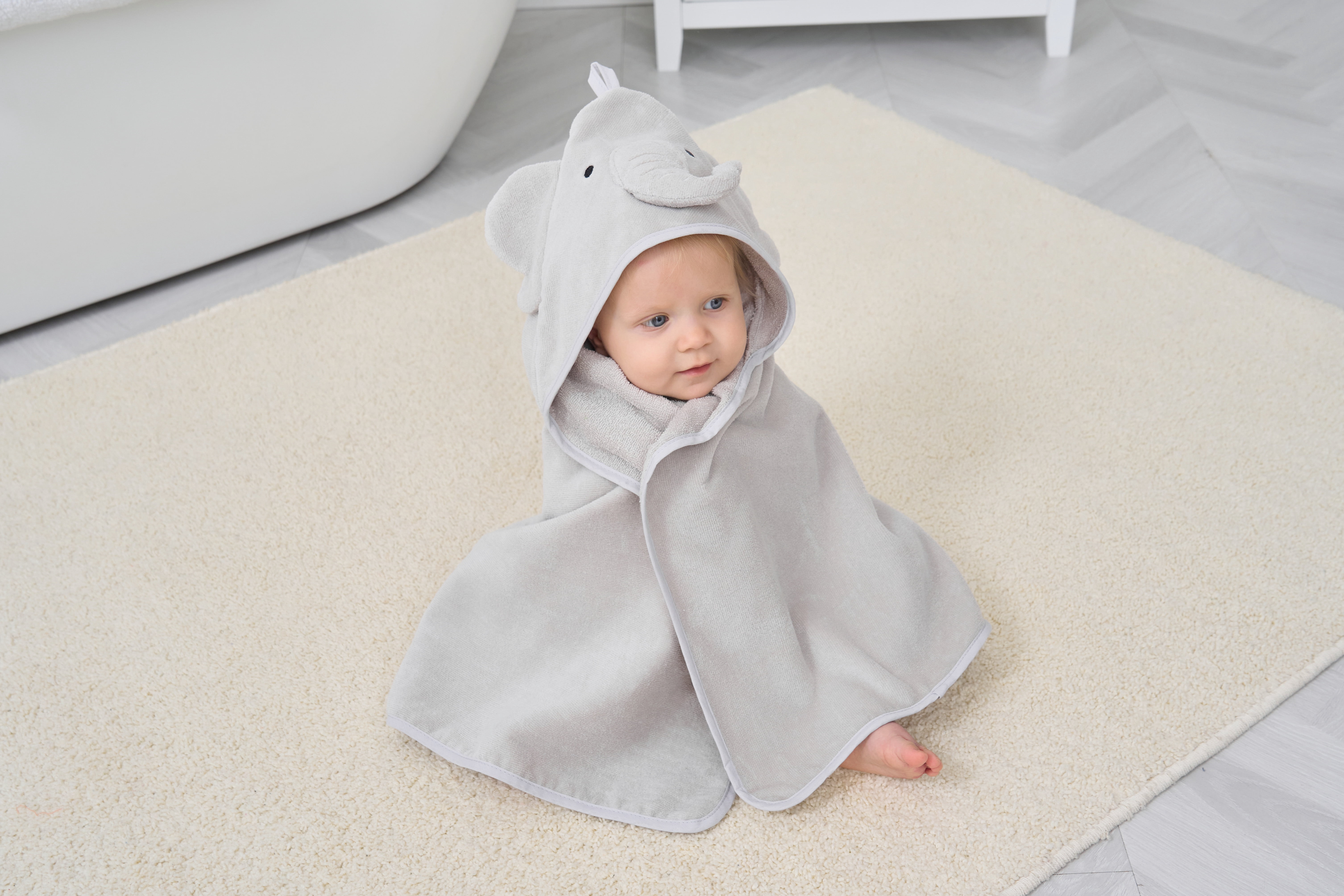 Parent's Choice Cotton Elephant Baby Hooded Towel