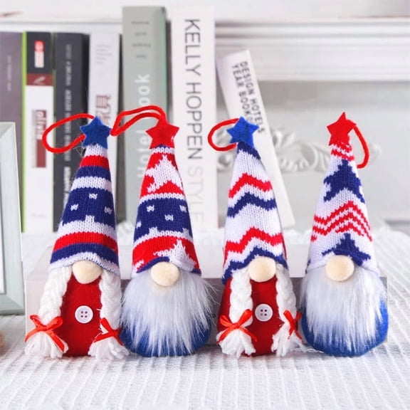 4PCs Patriotic 4th of July Ornaments for Tree, 7.4" Patriotic Memorial Day 4th of July Christmas Tree Decorations Ornaments for Home