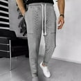 thumbnail image 2 of Styesk Men's Pants Men Solid Color Pocket Zipper Elastic Waist Draw Rope Sweatpants Trousers, 2 of 7