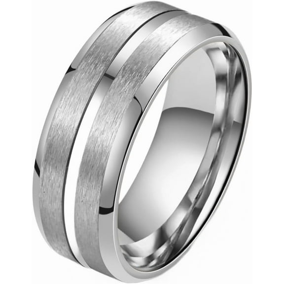 8mm Purple Color Stainless Steel Matte Brushed Classic Plain Wedding Band Ring
