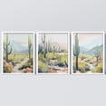 thumbnail image 2 of PixonSign Framed Canvas Print Wall Art Set - Saguaro Cactus Joshua Tree Desert Art - Set of 3 California Desert Plant Posters Farmhouse Wall Décor for Living Room, Bedroom - 8"x10" Panels White, 2 of 5