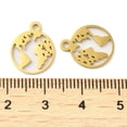 thumbnail image 3 of Ion Plating(IP) 304 Stainless Steel Charms Laser Cut Flat Round with Map Charm Golden 14.5x12x1mm Hole: 1.6mm, 3 of 3