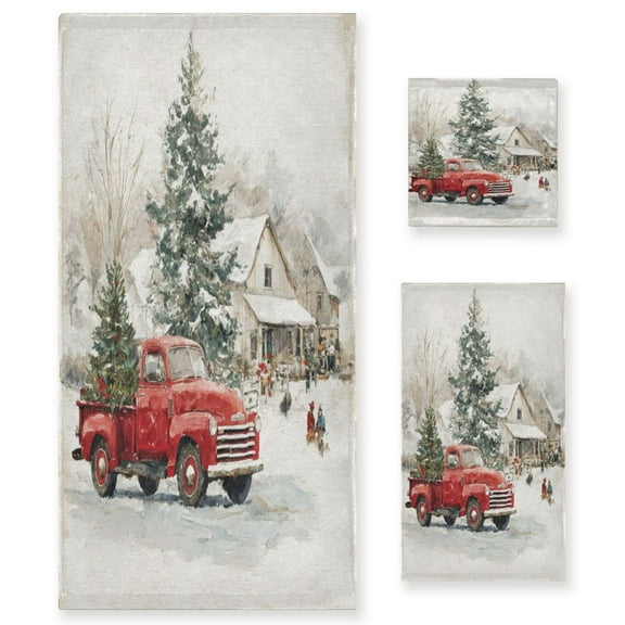 3 Piece Bath Towels Set Bath Towel, Hand Towel and Face Towel for Bathroom, Gym, Hotel Truck with Christmas Decorations