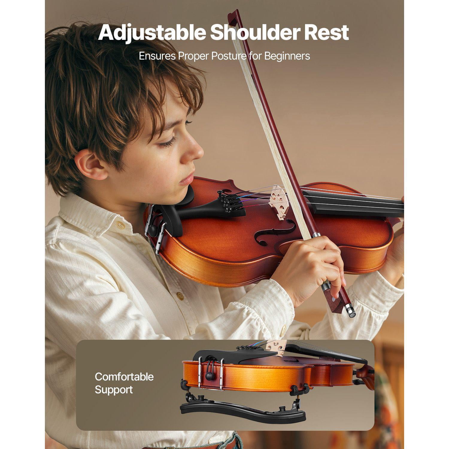 3/4 Size Violin for Adults Beginners Professional Fiddle Set with Hard Case Bow Rosin Shoulder Rest Tuner Bridge Extra Strings Brown