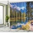 thumbnail image 5 of Ambesonne Nature Shower Curtain, Snowy Alps Lake Pine, 69"Wx75"L, Green White Blue, 5 of 5