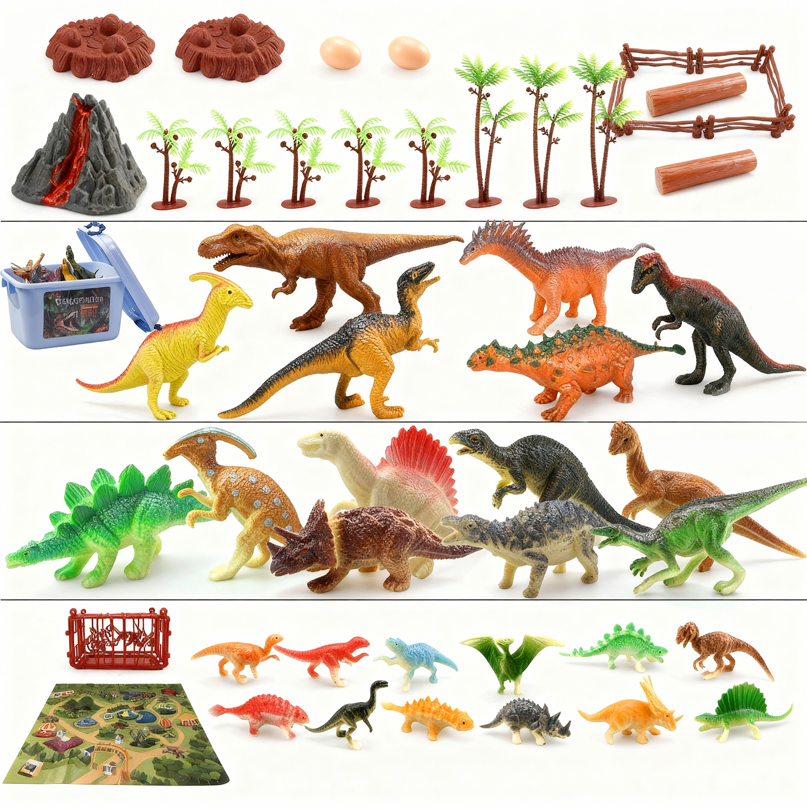 Wisairt 53-Piece Dinosaur Figures Playset with Activity Mat photo 5
