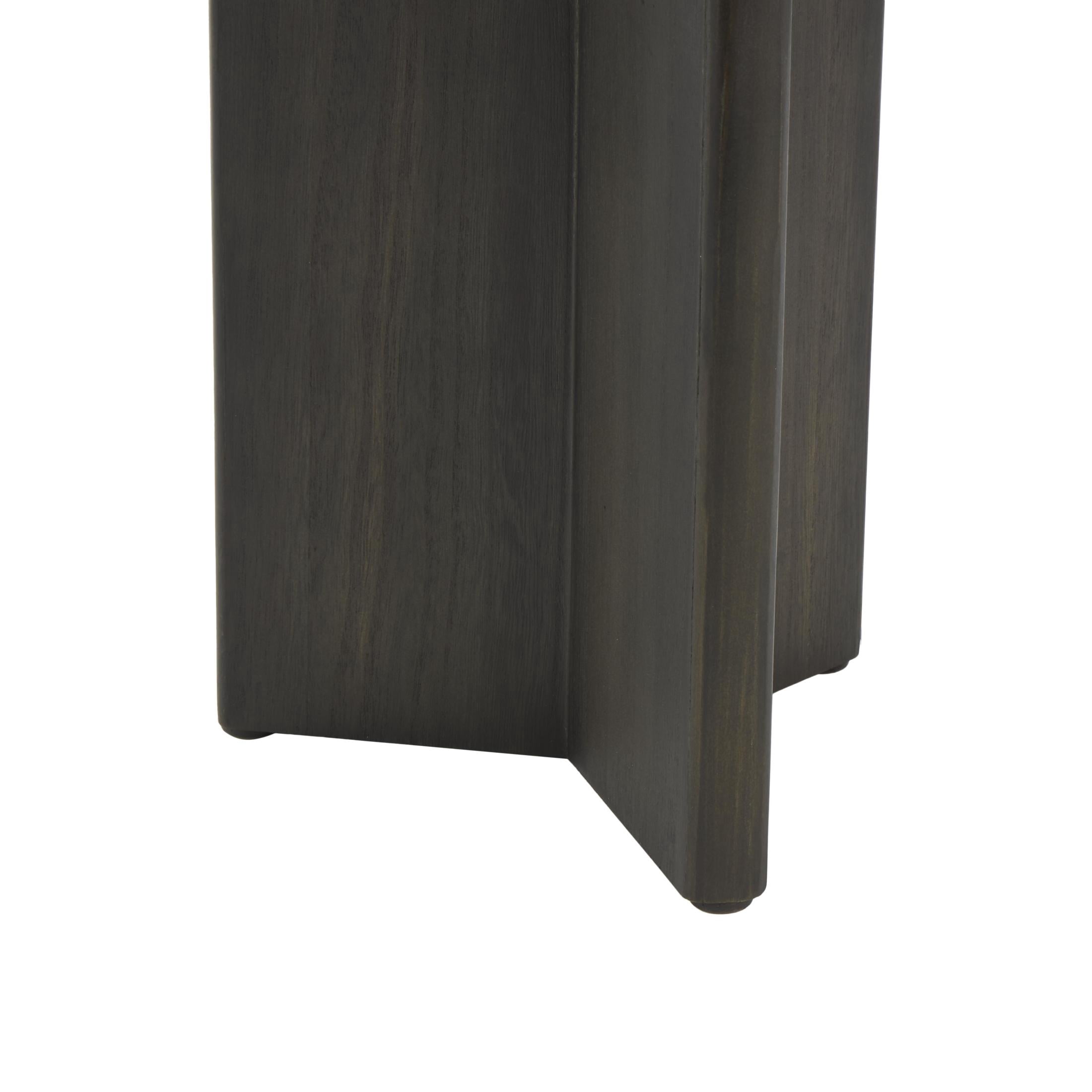 DecMode 14" x 24" Black Wood Pedestal Accent Table, 2-Pieces