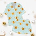 thumbnail image 3 of Kids Silk Pajamas Girls Cute Print Button Down Solid Tops T Shirt Set Casual Pajamas Set Christmas Pjs Kids 8-9 Years Kids Clothes, 3 of 3