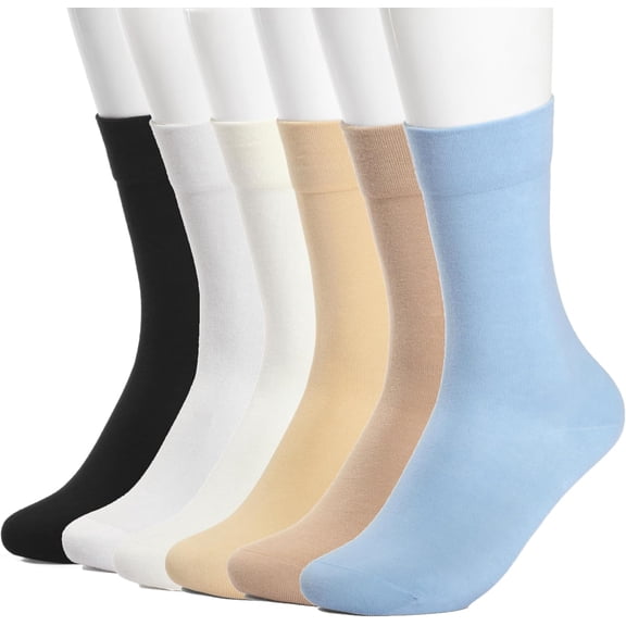 Women's Cotton Crew Socks (6 Pairs) - Soft Breathable Mid-Calf Socks, All-Season Comfort for Casual & Dress Sock